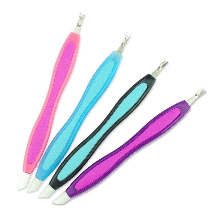 NOQ Cuticle Trimmer Brush Cleaner For Manicure Pedicure Metal Pusher Remover Stainless Steel Spoon With Dual Use Nail Files Tool: random color