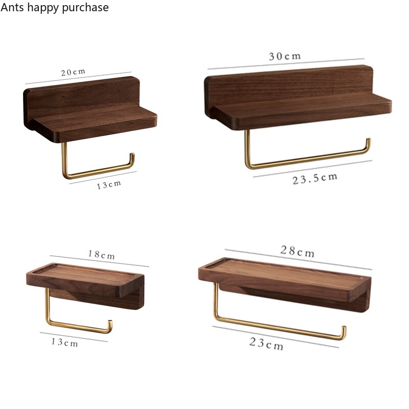 Toiletrolhouder Messing Hout Tissue Houder Plank Tissue Doos Toiletpapier Houders Muur Gemonteerde Papieren Handdoek Houders Tissue rack