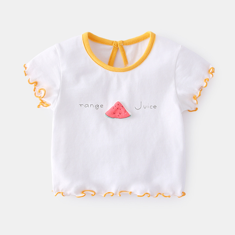 Ropa de verano para bebé, camisetas de manga corta para niña, camisetas de algodón con dibujos animados de fresa y piña: Watermelon / 73
