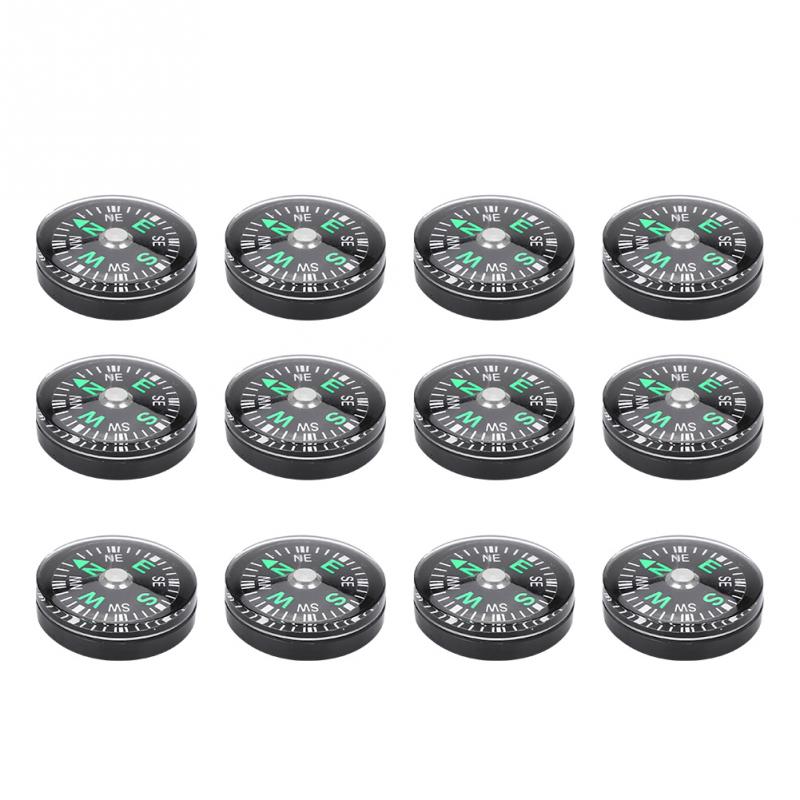 12pc 20mm Mini Pocket Compass Portable Oil Filled Handheld Compass Hiking Camping Navigation Guider Outdoor Activities Accessory