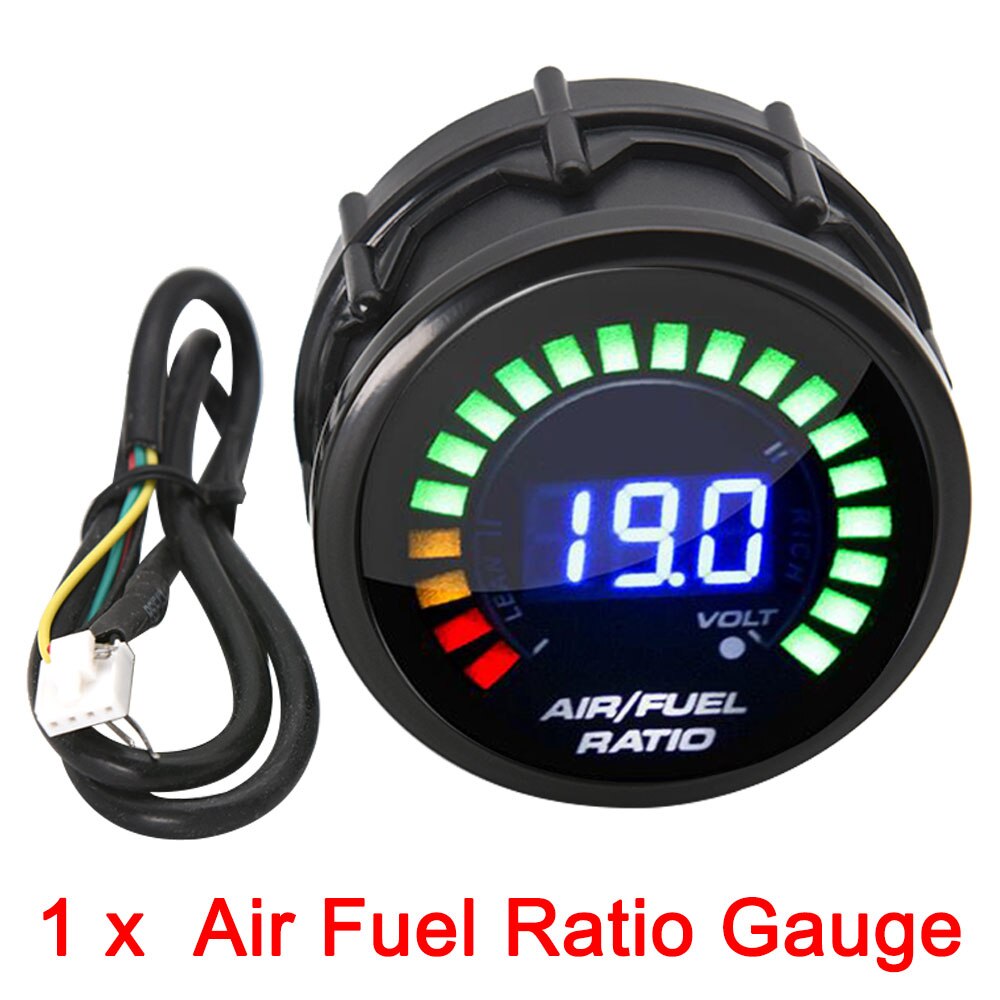 HD 52mm Digital Air Fuel Ratio Gauge + Sensor Narrowband O2 Oxygen Sensor Car Gauge Fit for 12V Car AFR Gauge LED Smoken Lens: gauge