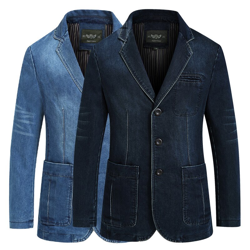 Men&#39;s Multi-pocket Classic Retro Denim Suit Spring And Autumn Loose Casual Cotton Plus Size Jacket Male Brand Slim Coat