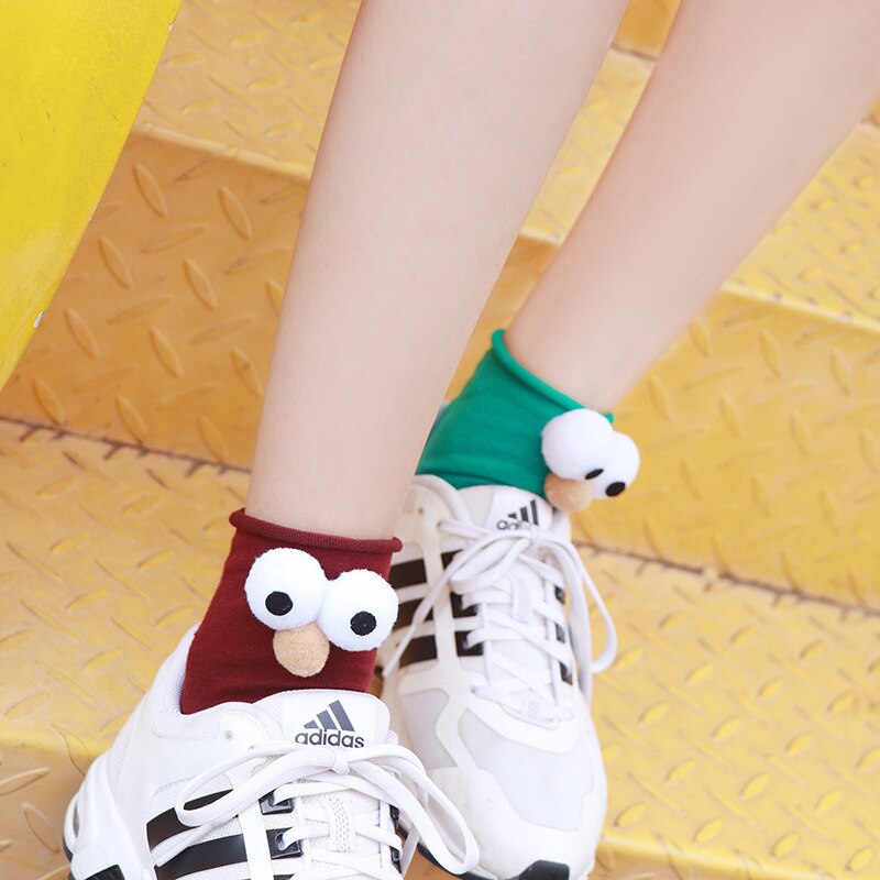 South Korean Girl Socks Style Big Eyes 13 Colors Cartoon Cotton Cute  Interesting Short Socks