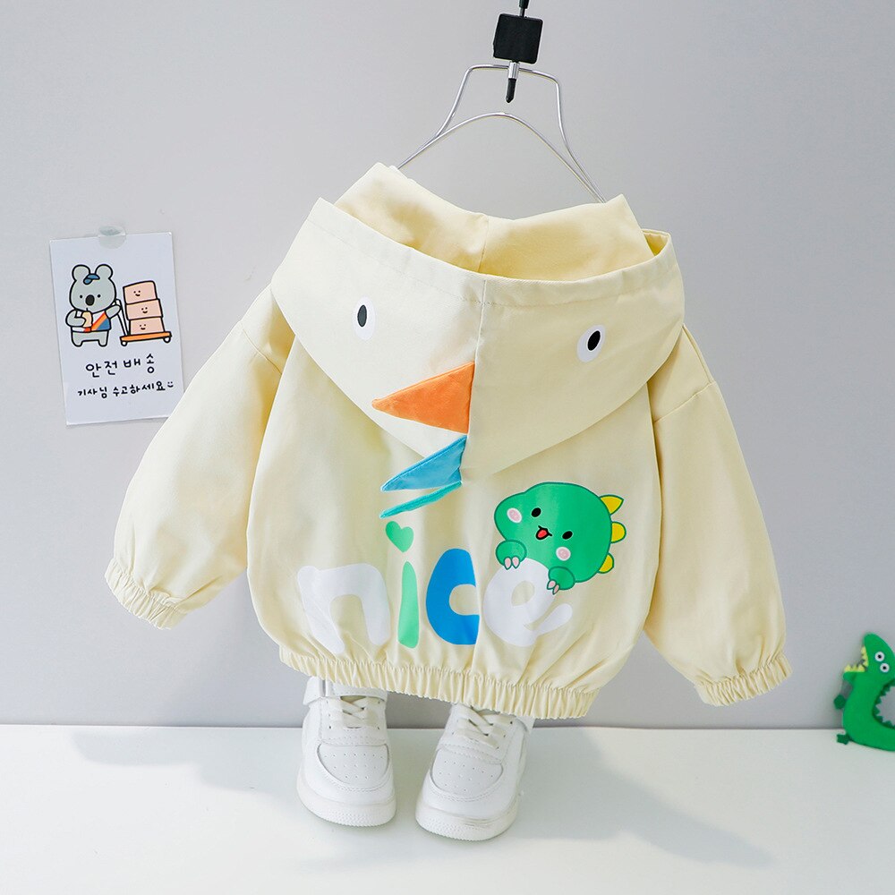 Printemps bébé filles dessin animé dinosaure à manches longues vestes à capuche enfants enfants fermeture éclair Cardigans vêtements d'extérieur décontracté garçons manteaux Casaco