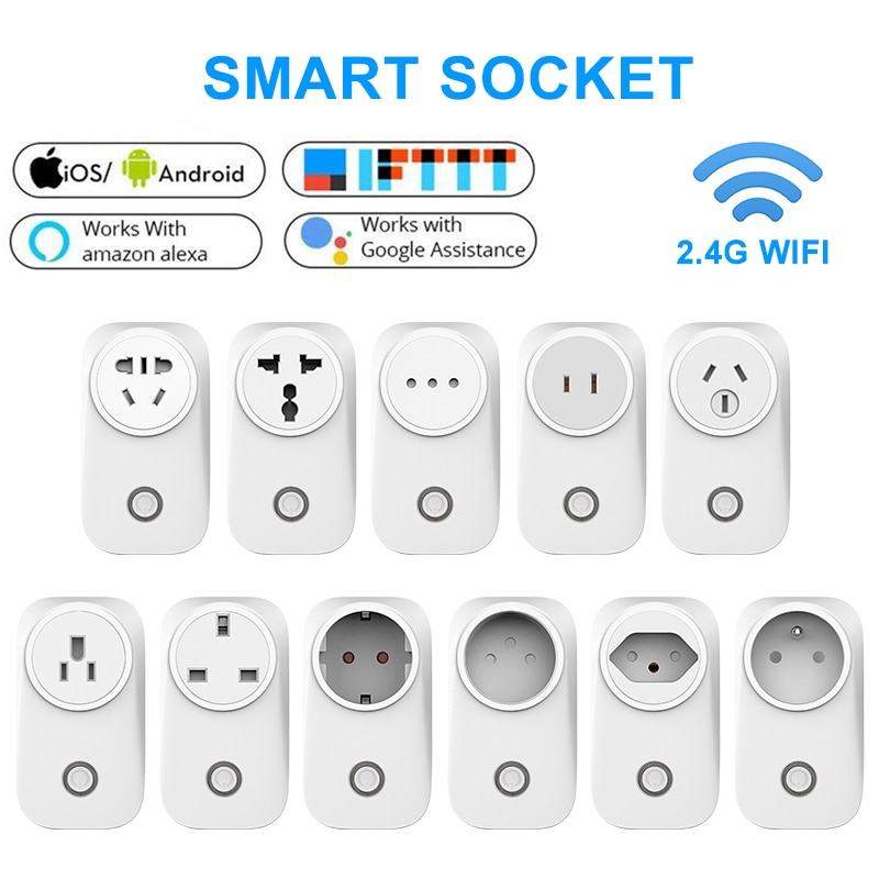 10A 16A WIFI Smart Socket Plug EU UK Swit AU BR FR JP Israel Ita ZA Plug Remote Control Smart Work For Alexa Google Home