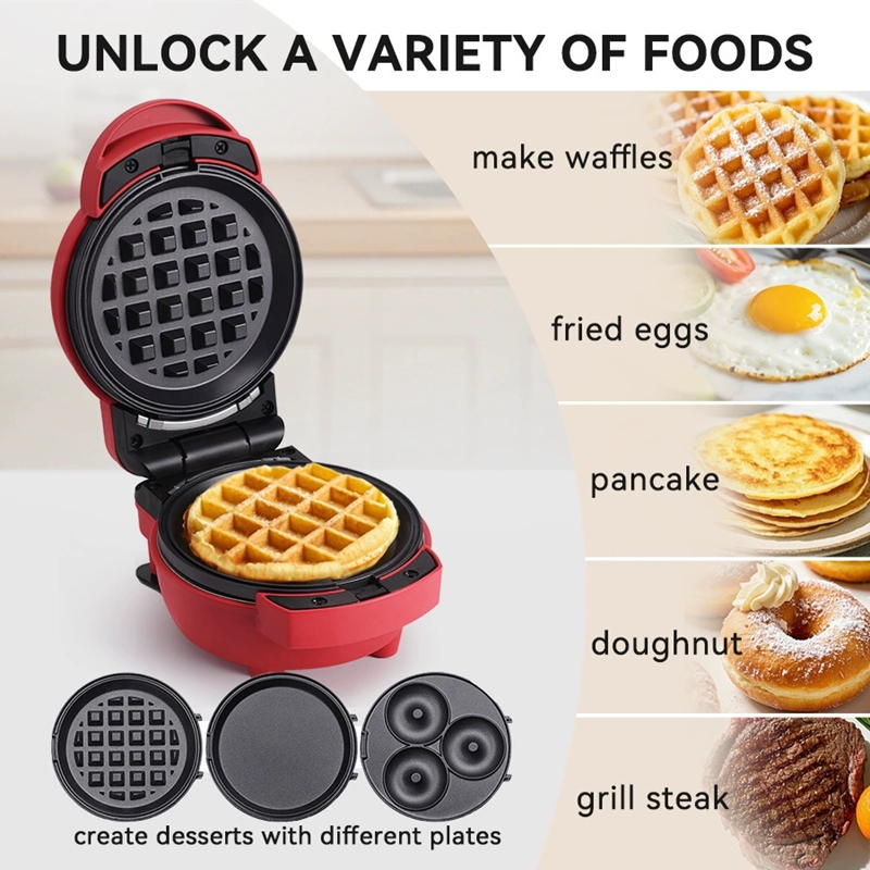 110v/220v multifunctionele wafelijzers, cakevormpjes, antiaanbakpan, mini-omeletmaker, eierburgermaker, donutbakmachine, dubbelzijdige verwarming