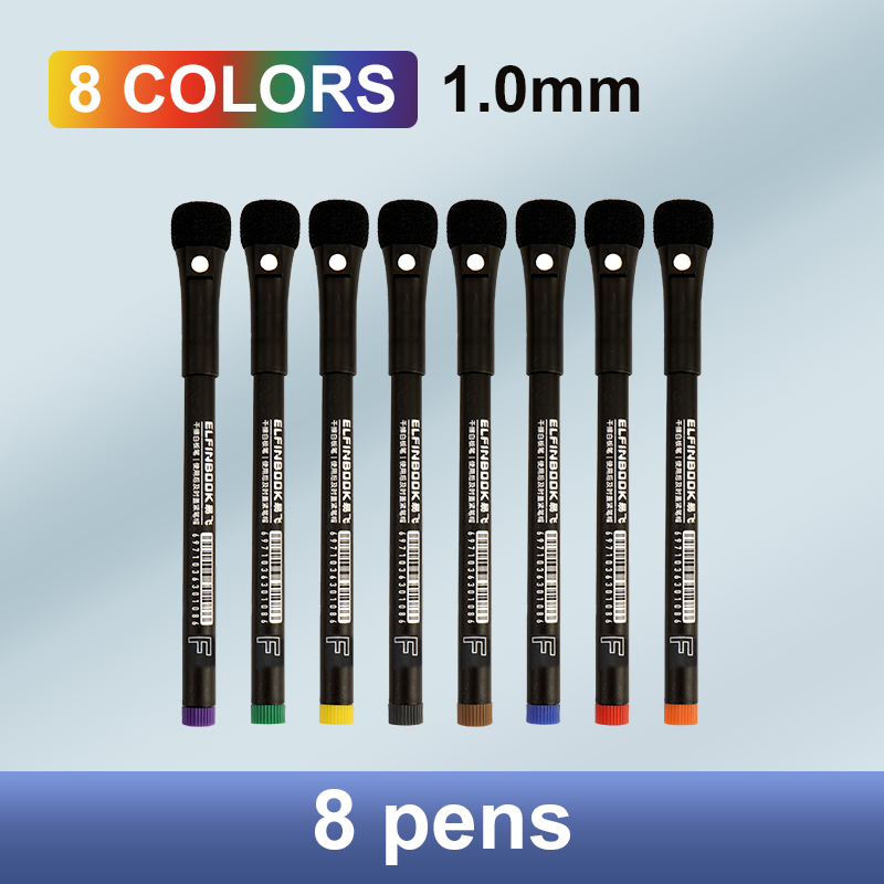 8 farger 0.5mm magnetiske whiteboardpenner med tørrslett, kontor, skole, hvit tavle, skrivesaker, ekstra fin spiss, fargepenner: Blå