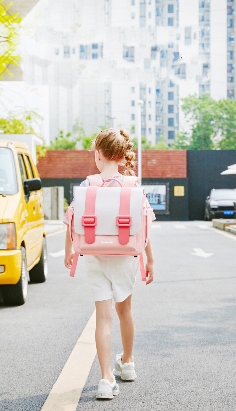 Mignons sacs d'école roses pour filles, sac à dos orthopédiques imperméables aux couleurs acidulées du japon pour élèves du primaire