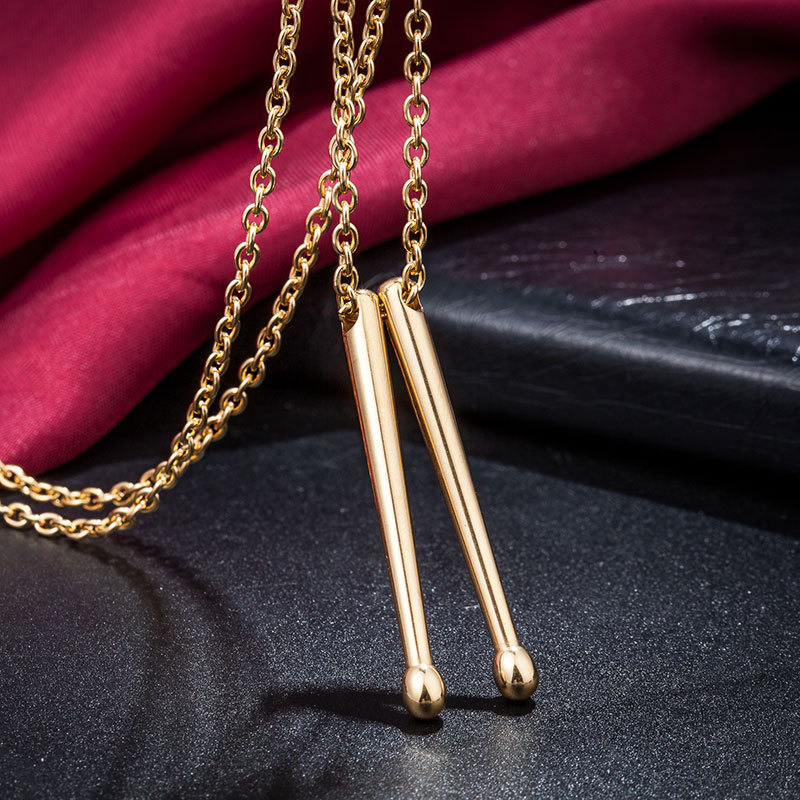 Hommes collier Rockers Jazz bande tambour collier pendentif batteurs caisse claire batterie bâton en acier inoxydable pendentif chaîne bijoux