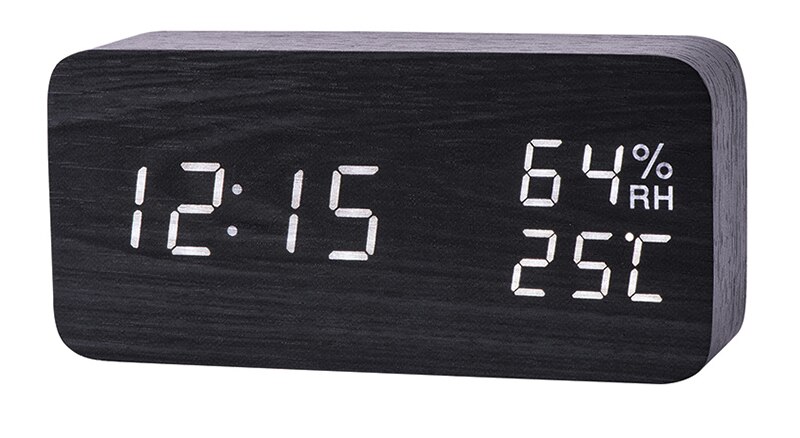 JINSUN Moderne LED D'alarme Horloge Despertador Température Humidité Électronique De Bureau Horloges De Table Numérique: KSW113-C-BK-WH
