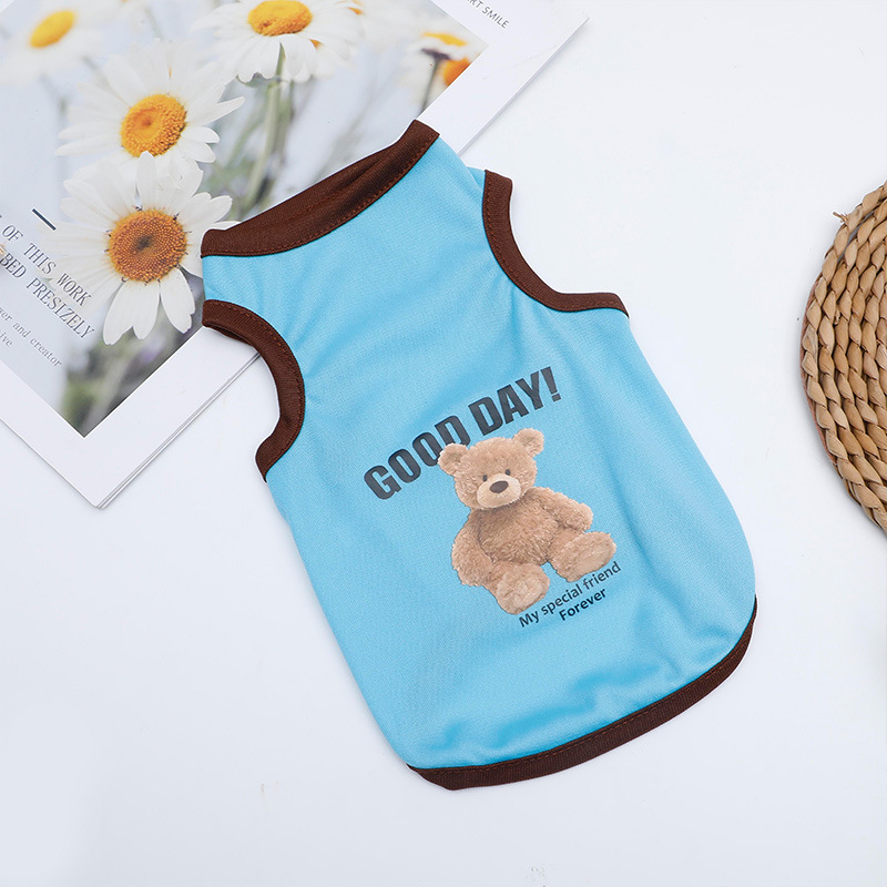 Haustiere Sommer Drucke Westen Hund Kleidung Kleiner Bär Hund Muster Haustier T-shirts Atmungsaktive Ärmellose Welpen Kostüm Hund Haustier Shirts: M / Black