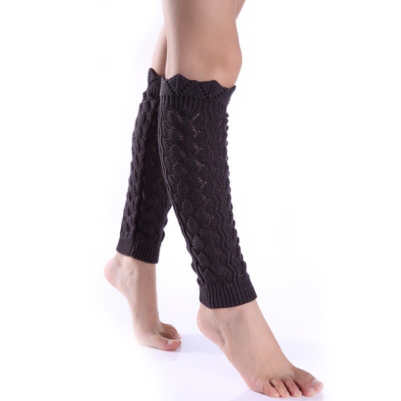 Creux ondulé bordure Imitation dentelle tricoté laine jambe couverture Pile Pile chaussettes femme automne et hiver chaussettes cheville plus solide: Gris foncé