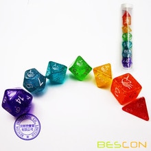 Bescon Unicorns Regenboog Sparkled Polyhedral D &amp; D Dobbelstenen Set Van 7 Kleurrijke Rpg Rol Playing Game Dobbelstenen 7 Pcs set