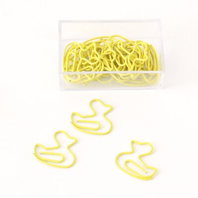 20pcs/box Cartoon Animal Shape Paper Clips Cute Duck Shaped Scrapbook Memo Clip Binder Paperclips Bookmark Stationery: Yellow duck