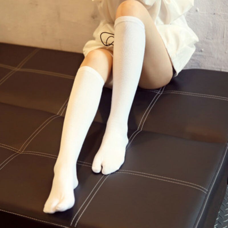 Japanse kimono traditionele speciale katoenen klompsokken, lange korte sokken met vingers, sokken met elke teen voor mannen en vrouwen.: Lange witte sokken