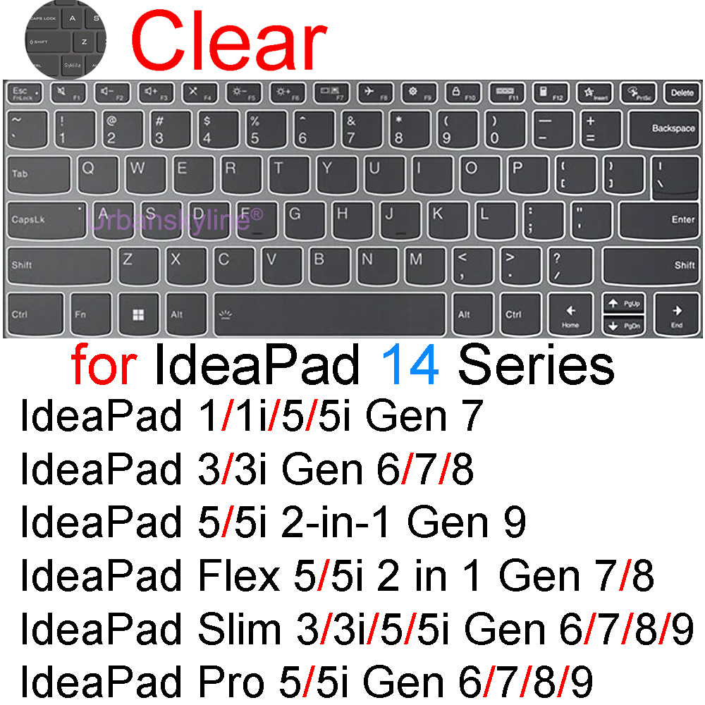 Tastaturabdeckung für Lenovo IdeaPad 3i schlank 3 Profi 5i biegen 5 1 1i Gen 9 8 7 6 14 15 15,6 16 17 Zoll Silikon-Schutzhülle: Schwarz