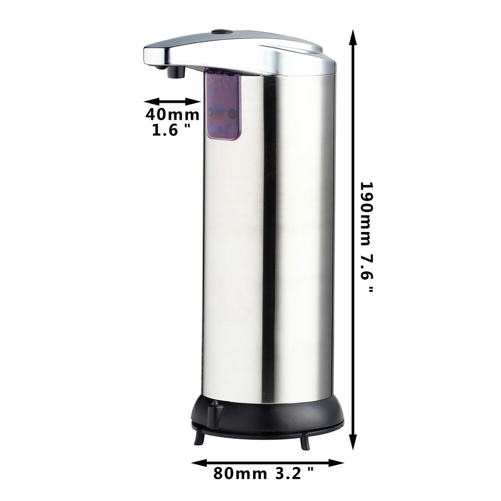 KEMAIDI Modern Automatic Sensor Soap Dispenser Stainless Steel Hands Free Touch Sanitizer Dispenser for Kitchen/Bathroom Set