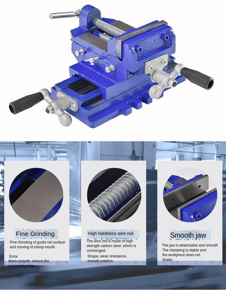 3-inchTwo-Way Movement Bench Drill Operating Platform Flat Tongs Precision Bench Vise Clamp Tool Heavy Duty Cast Iron Plain Vice