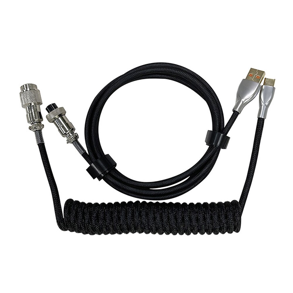 Klawiatura mechaniczna 3M dedykowany kabel Aviator type-c na USB złącze lotnicze przewód sprężynowy kabel danych do ładowania zestaw akcesoriów: Black