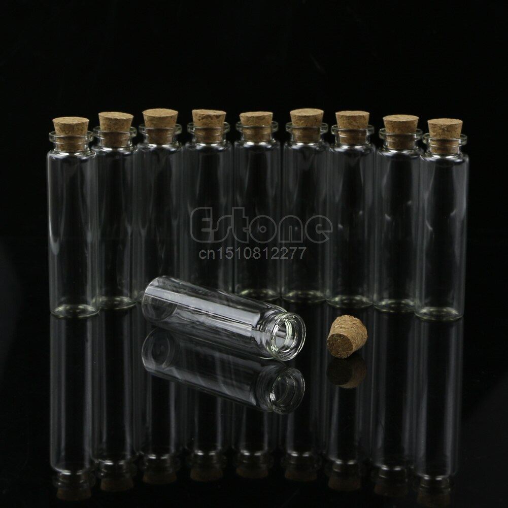 30Pcs 20mL Mini Small Tiny Clear Cork Stopper Glass Bottles Vials Grocery D15