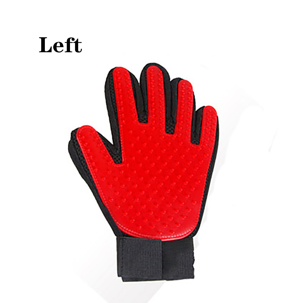 Gants de toilettage pour chiens et chats, brosses en Silicone, pour le bain, plusieurs couleurs: Red Left