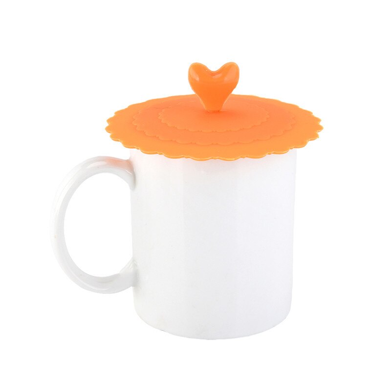 9 färger livsmedelsgodkänd silikonkopp härlig antidamm silikon fruktmuggskydd läckagetätt kaffelock lock förseglat kopplock: Orange