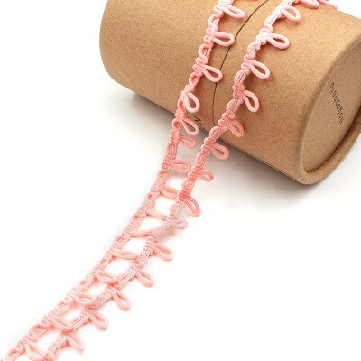 3Meters 14mm Nylon Stretch Back Collar Buttons Tabs Elastic Loop Trim Tiny Round Lace Ribbon For Wedding Dress Button Buckle: NudePink