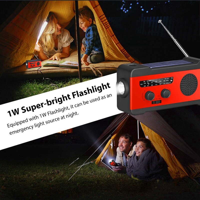 solenergi nødsituasjon er fm wb radio med lommelykt sos alarm dynamo håndveiv noaa radio 2000 mah makt bank til mobiltelefon