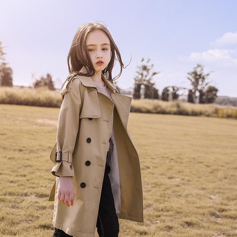 Children Jacket For Girls Spring Autumn Long Style Girls Trench Coat Kids Windbreaker Teens Clothes Teenagers Girls Outerwear