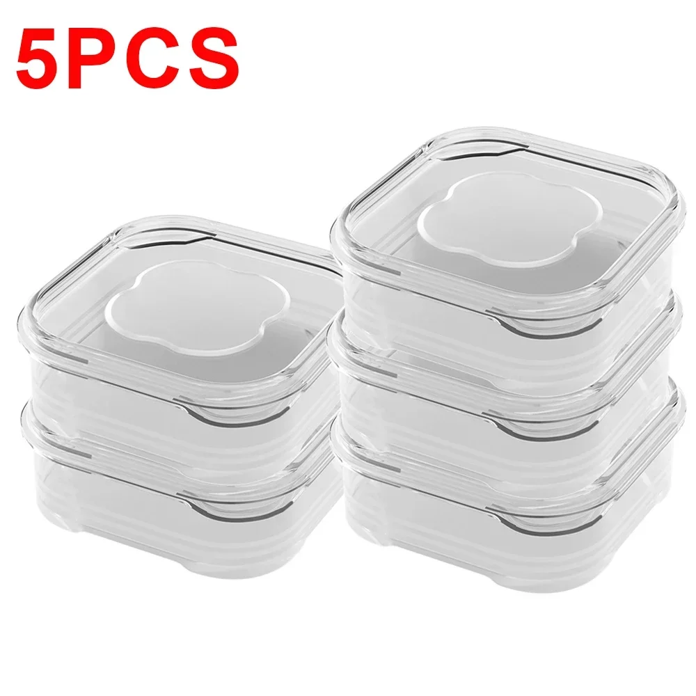 Conteneurs de stockage des aliments avec couvercle, Mini réfrigérateur Transparent, viande, légumes, conservation de la fraîcheur, boîte de rangement pour la cuisine, 5/1 pièces: L / Bleu profond