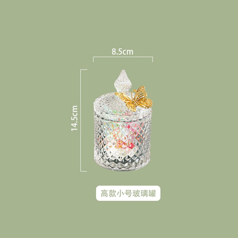 Lekkie luksusowe szklane cukierki słoik z pokrywką śliczne kreatywne wykwintne słoiki robić przechowywania ozdobny pojemnik dekoracja pudełka domowe cukierki słoik: 1szt - 8.5x14