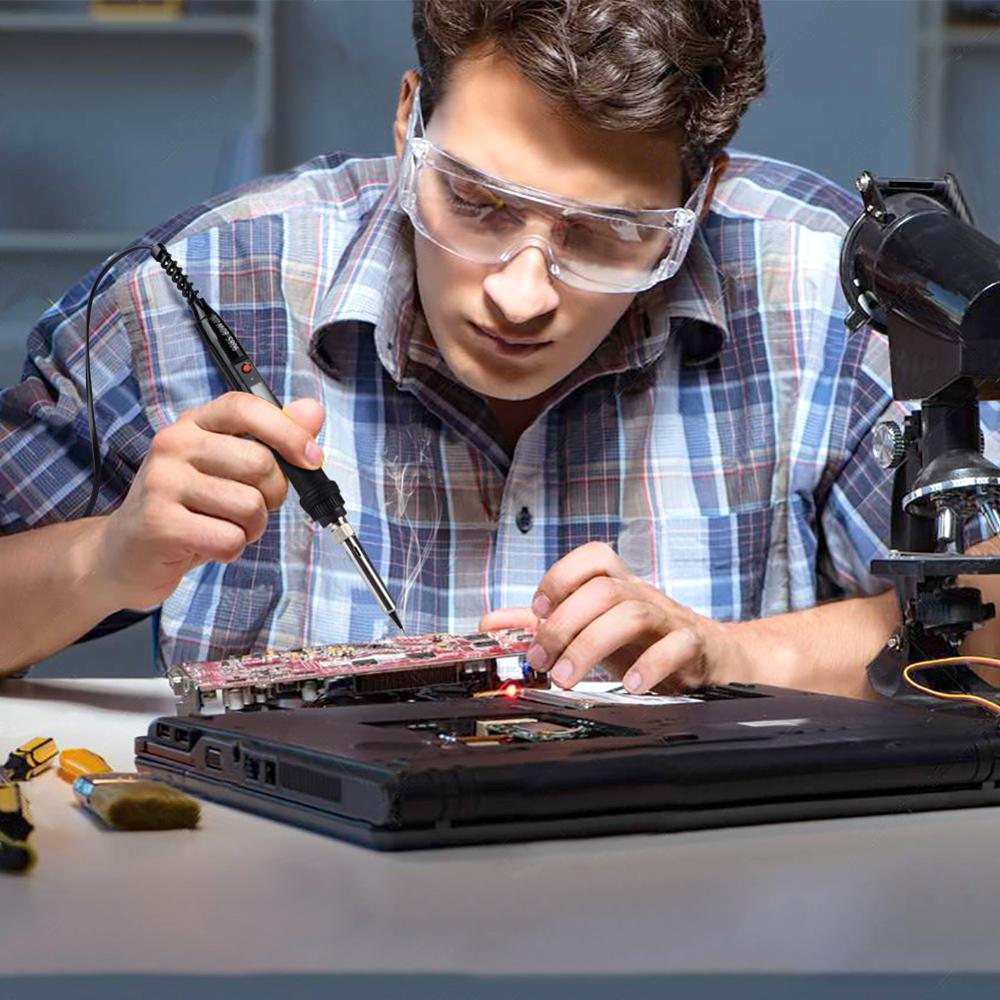 60W 80W Electric Soldering Iron Temperature Adjustable Digital 110V 220V Tin Welding Solder Iron Tips Bag Repair Rework Tools