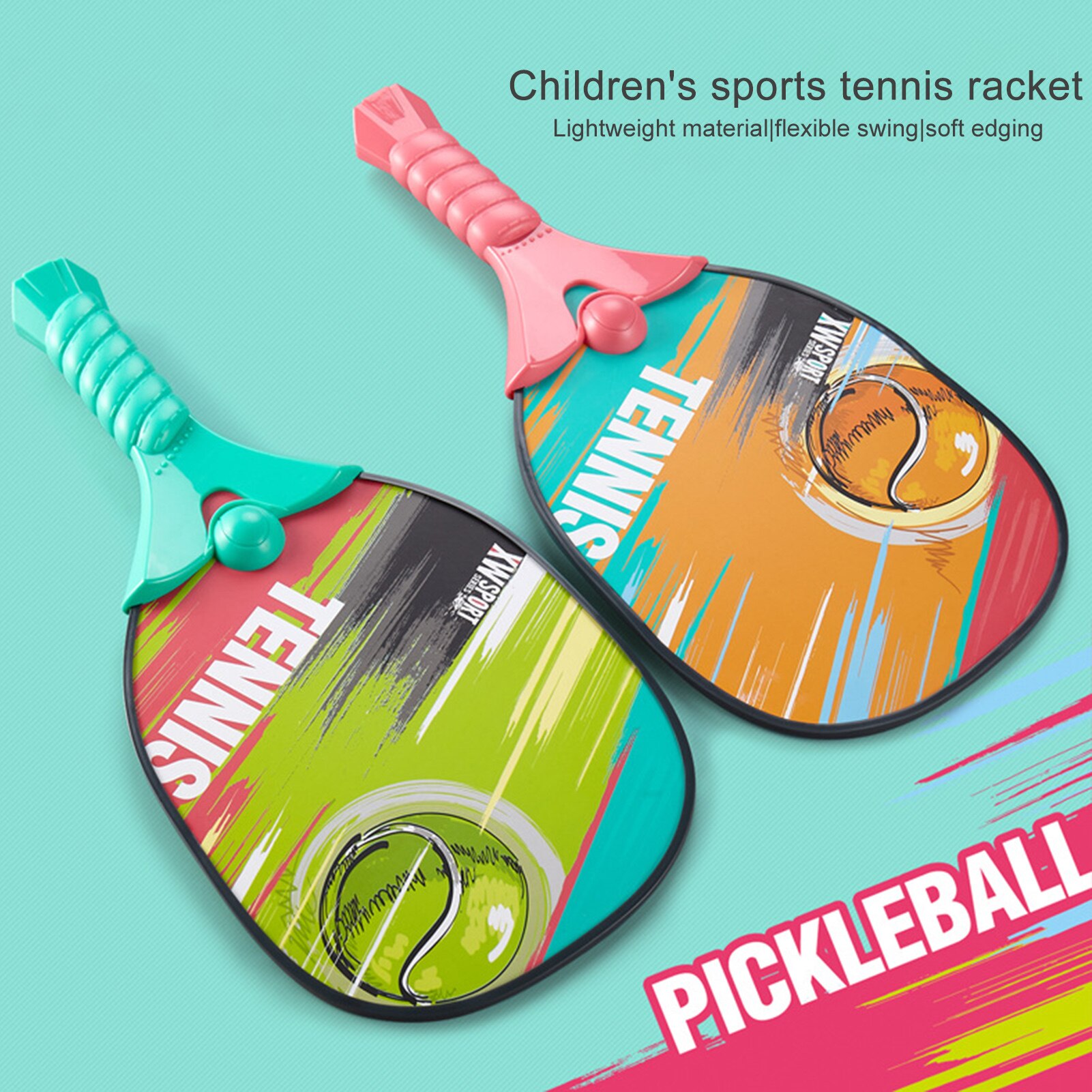 Kinderen Tennisracket Met Ballen Veilig Outdoor Beach Play Tennis Racket Set Spelen Speelgoed Beginner Praktijk Training Sport Spel Speelgoed