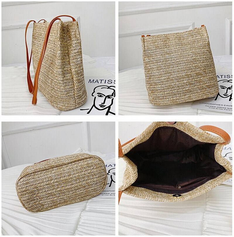 Dames stro boodschappentassen crossbody tassen gebreide stro tas emmer handtas boho dames geweven tassen rotan tas