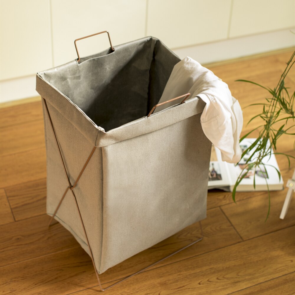 cotton linen Nordic simple support-type laundry basket waterproof moisture-proof foldable laundry bag