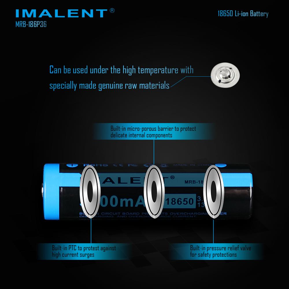 IMALENT Original 18650-3600mAH Li-ion Battery Flashlight Batteries Environmental Protection High Discharge Rate