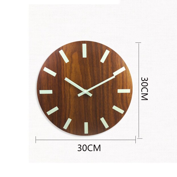 12 Inch Glow Dark Quartz Wall Hanging Clock Luminous Wall Clock Wood Silent Home Decor 3D Modern Bedroom Living Room