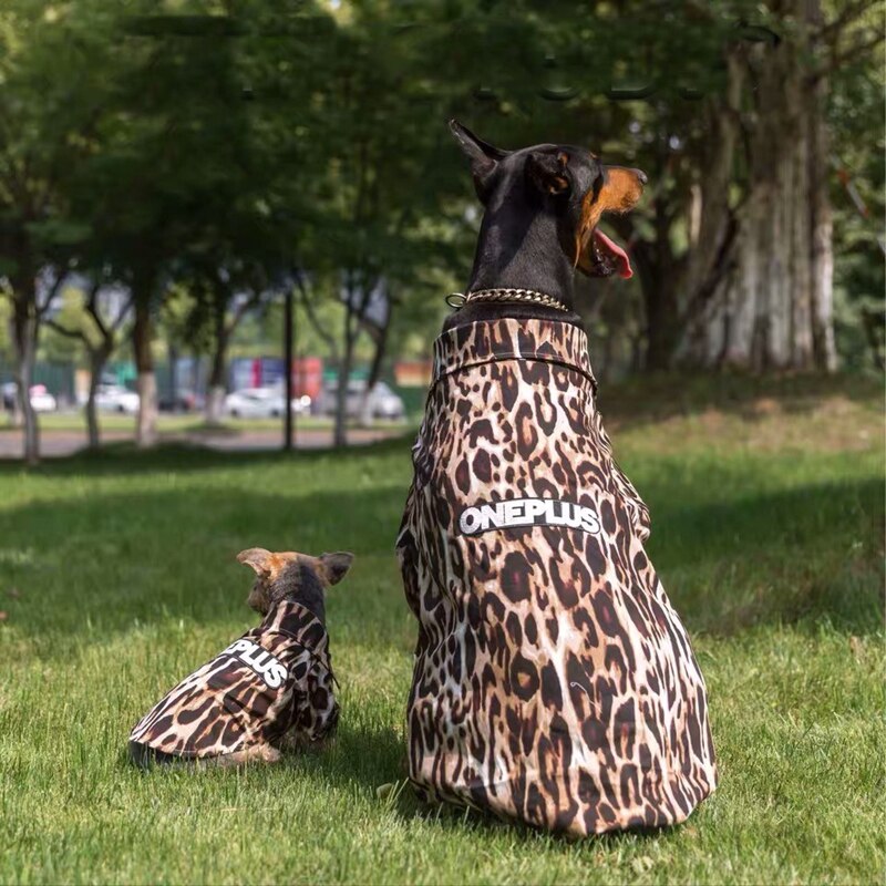 Kæledyr hund sommer leopard skjorte til små mellemstore hunde doberman teddy schnauzer mops husky yorkie t-shirt tøj tlc 25