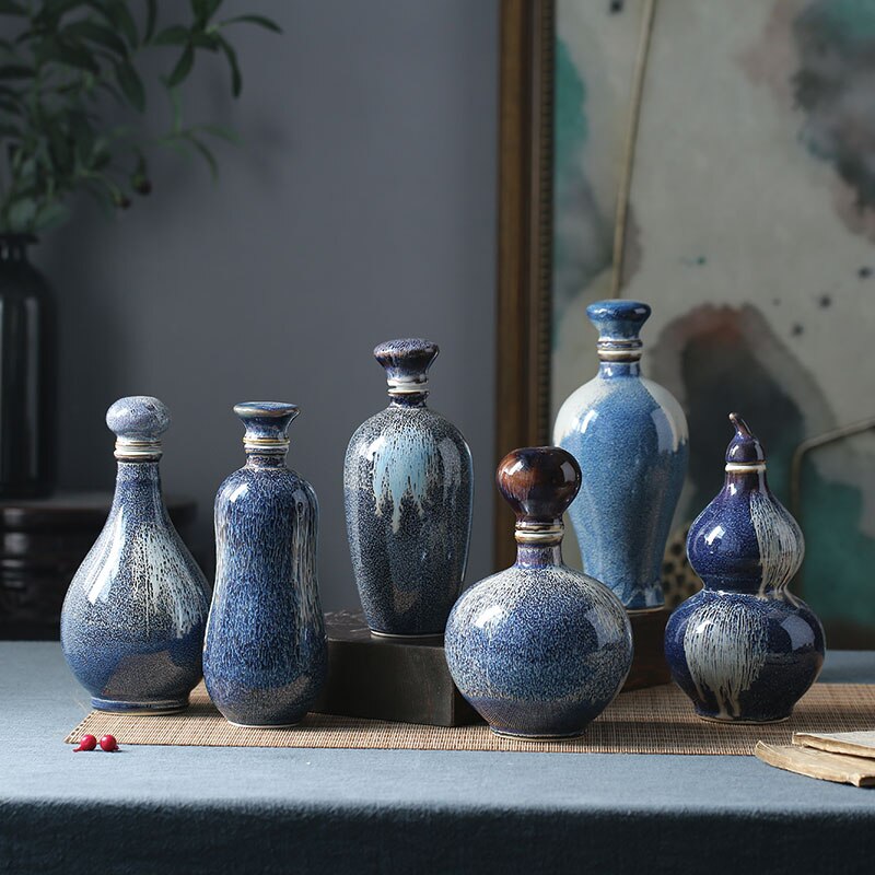 Classic Glass Hip Flask Set Handmade Chinese Gourd Wine Bottle Household Kiln Change Petaca Pulsera Daily Necessities EF50HF