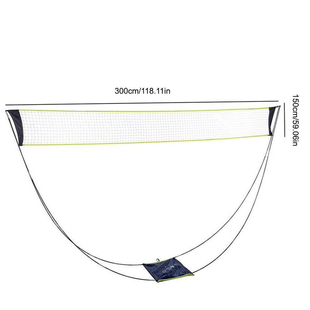 3m bærbare badminton net ramme støtte tennis volleyball træning firkantet mesh tennis net firkant fjederbue netværk badminton: 300 x 150cm