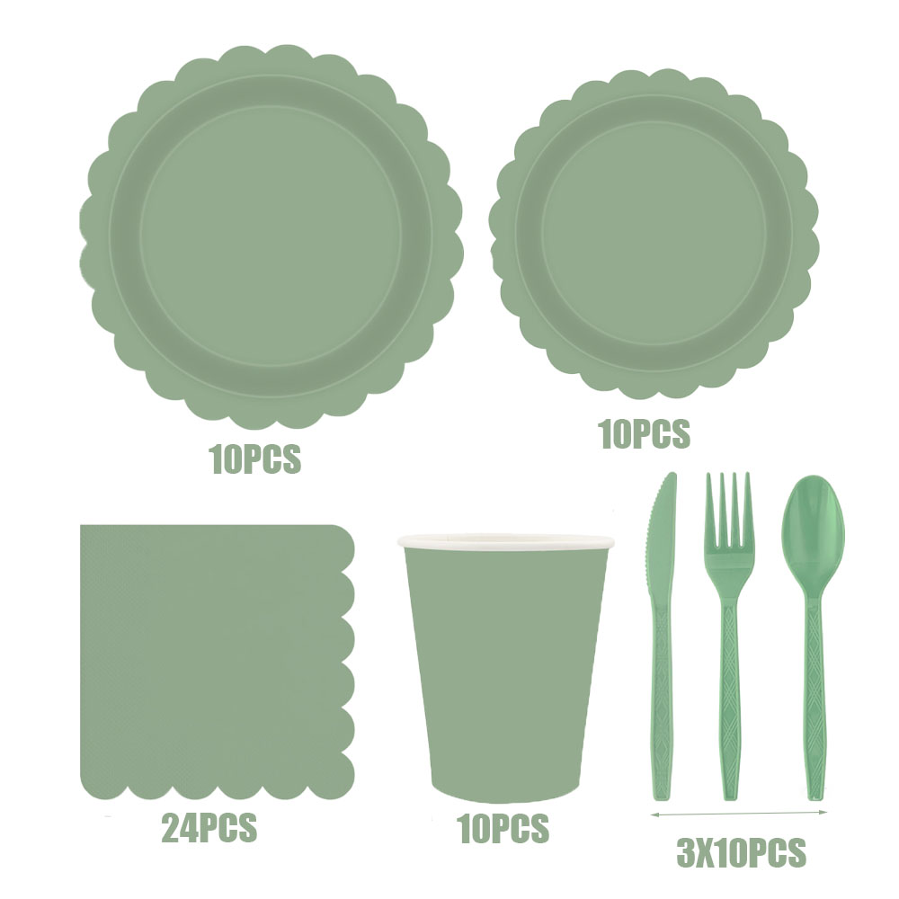 Pitsimuotoiset yksivärinen ruohonvihreä syntymäpäiväkoristeet kertakäyttöiset astiastosetit paperilautaset kupit lautasliinat pöytäliinatarvikkeet: Syvä safiiri