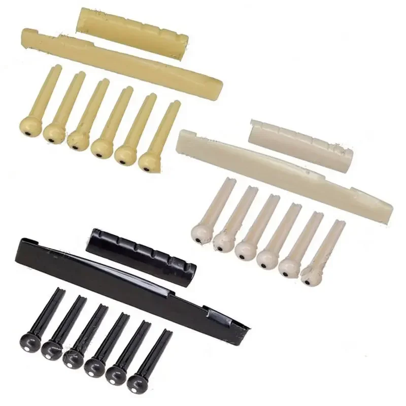 Tragbare 6-saitige Gitarre Bridge Pins Sattel Mutter Akustische Rinder Saitenhalter Kunststoff Gitarre Zubehör für Akustische Gitarre