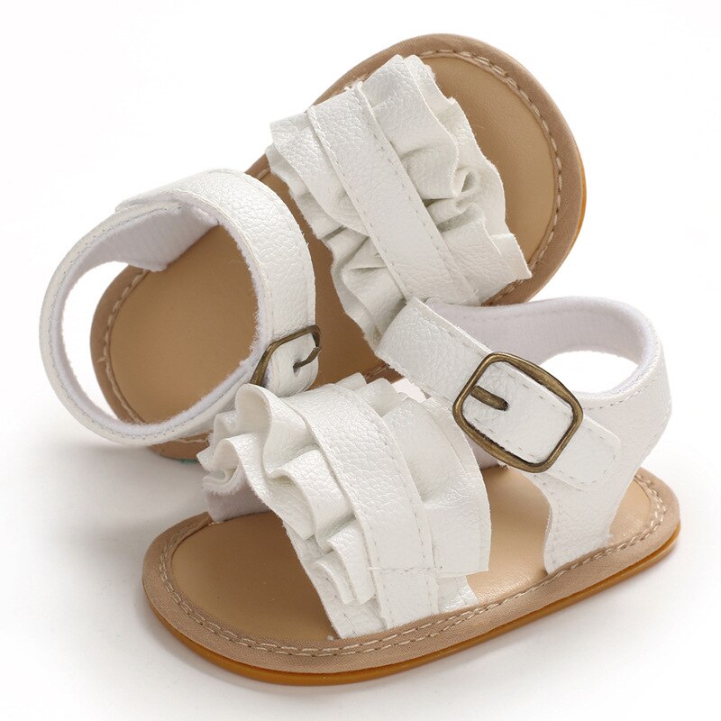 2020 infantil do bebê sapatos da menina da criança sandálias apartamentos premium sola de borracha macia antiderrapante flor de verão rendas berço primeiro walker sapatos