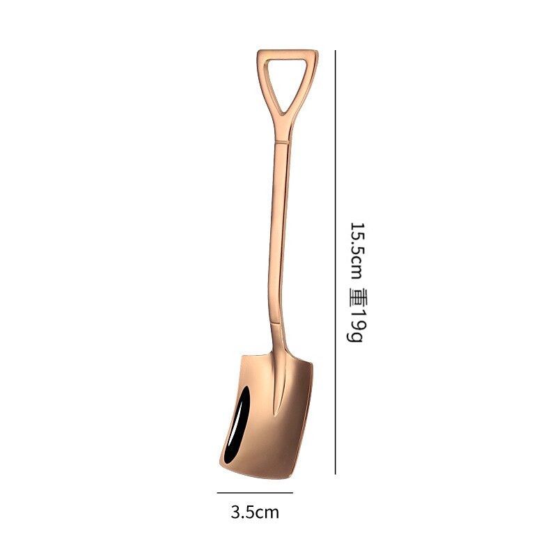 Engineer Ice Cream Square Shovel Cake Spoon Retro Shovel Coffee Spoon Stainless Steel Dessert Spoon Watermelon Spoon: type 2 rose gold
