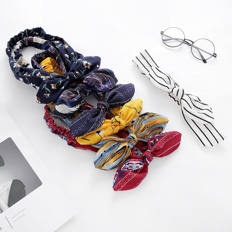 Bohemian Girls Hairband Hair Accessories Print Headbands Vintage Women Headband Cross Top Knot Elastic Hairband Soft Bandanas