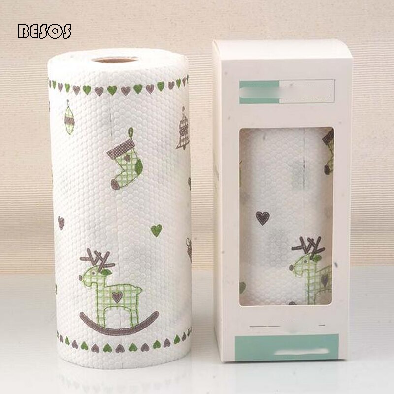 2 Rolls Thickened Of Kitchen Oil Water Absorption Roll Paper Restaurant Office Washed Wiped Many Times Use Disposable Napkins