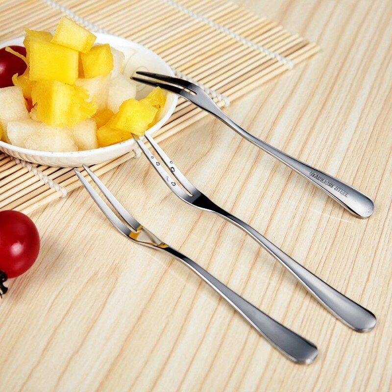 1Pcs 13cm Stainless Steel Fruit Forks For Restaurant Cafeteria Home Party Dessert Fork Lovely Fruit Fork Tableware