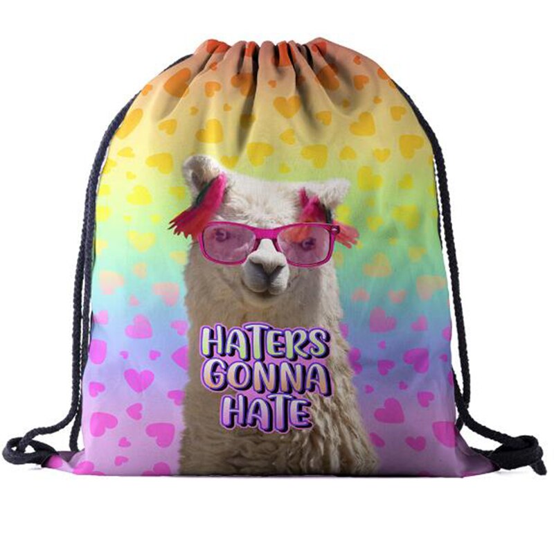 Rugzak trekkoordtas 3d print alpaca dames heren dagelijks casual meisjes mochila knapzak vrouwelijk bundel zak touw tassen: Bpa 700075