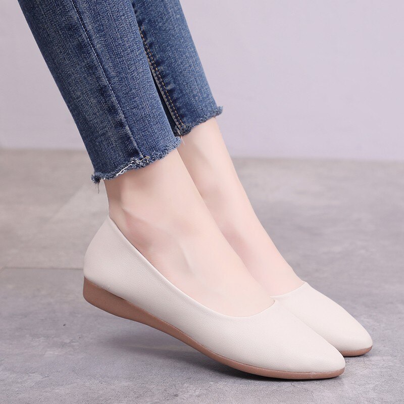 Dame loafers sko komfortabelt læder slip-on bløde pu sko ballet afslappet flade sko 553