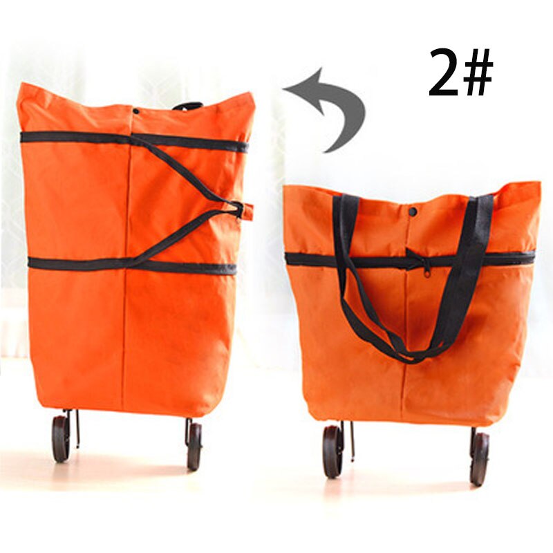 Caddie de Shopping pliable avec roulettes debout, extensible, réglable, grand espace, organisateur, sacs de courses portables: 2